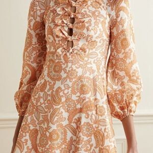 Zimmermann Orange paisley bow  Mini Dress size 1 (us 6)